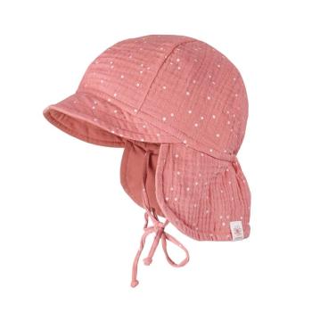 Maximo Musselin Nackenschutz Mütze rose mit Dots