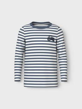 Name it Mini gestreiftes Longsleeve mit Traktor blau