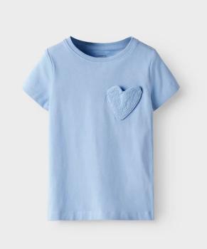 Name it Mini T-Shirt mit Herztasche hellblau