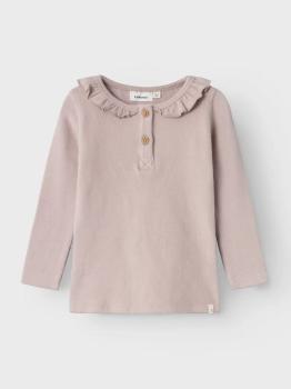 Lil Atelier Mini Longsleeve mit Rüschenkragen rosé