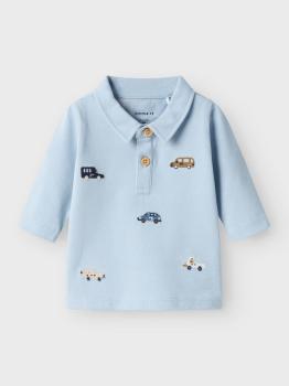 Name it Baby Polo-Longsleevemit Autos blau