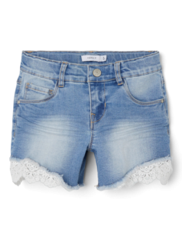 Name It Girls Jeansshorts mit Spitzeneinsatz