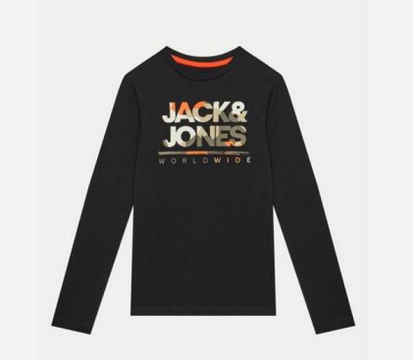 Jack & Jones Longsleeve Camo-Logo schwarz