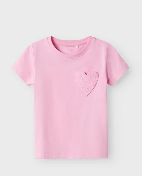 Name it Mini T-Shirt mit Herztasche pink