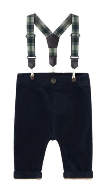 Name It Baby Boys Cordhose mit Hosenträgern navy