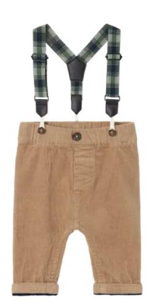 Name It Baby Boys Cordhose mit Hosenträgern beige