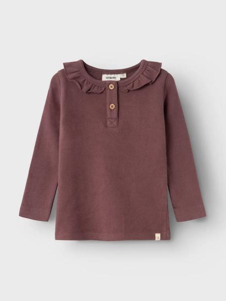 Lil Atelier Mini Longsleeve mit Rüschenkragen mauve