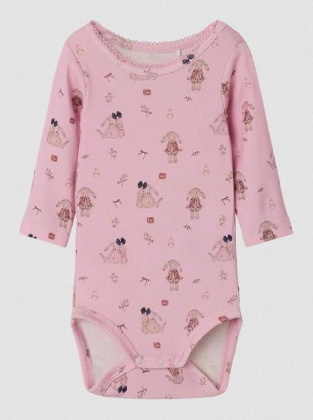 Name it Baby Body mit Häschenmuster rosa