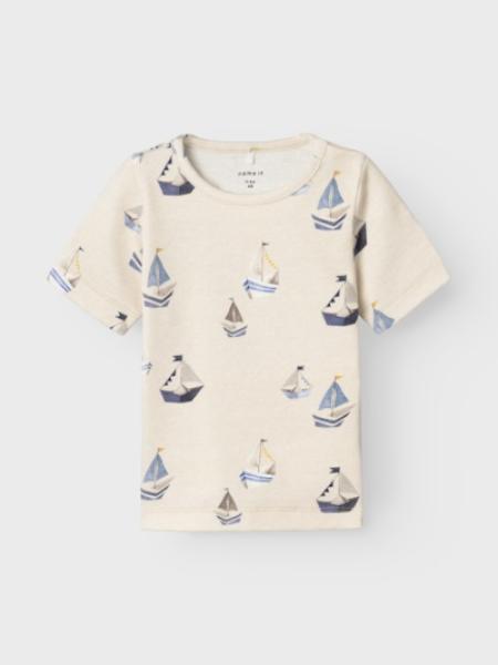 Name it Baby Tshirt Segelboote beige