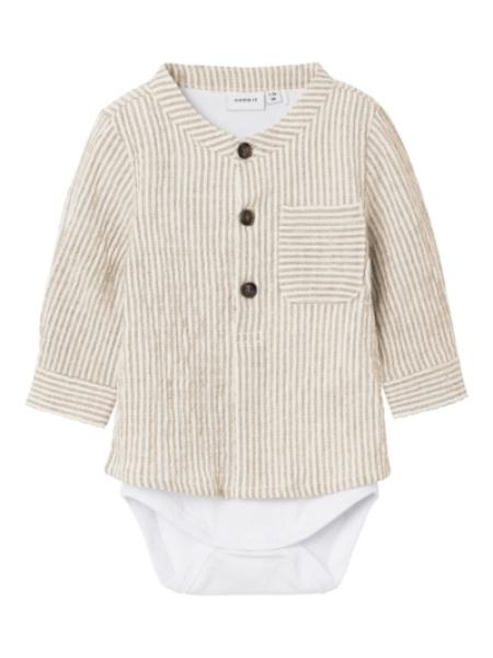 Name it Baby Hemdbody mit Streifen beige