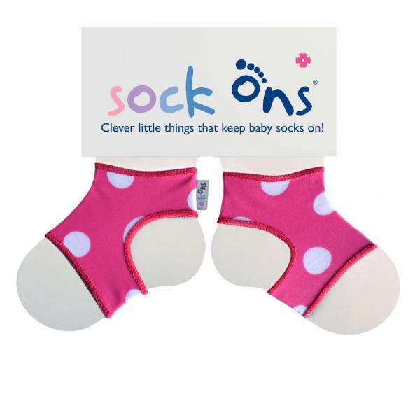 SockOns Baby Sockenhalter 6-12 Monate pink Dots